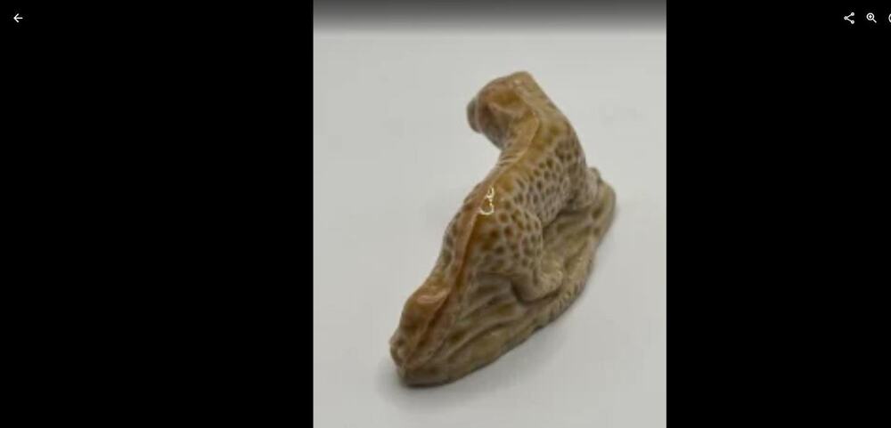 Vintage Wade England Whimsies Leopard Figurine Tan Glazed Porcelain Miniature